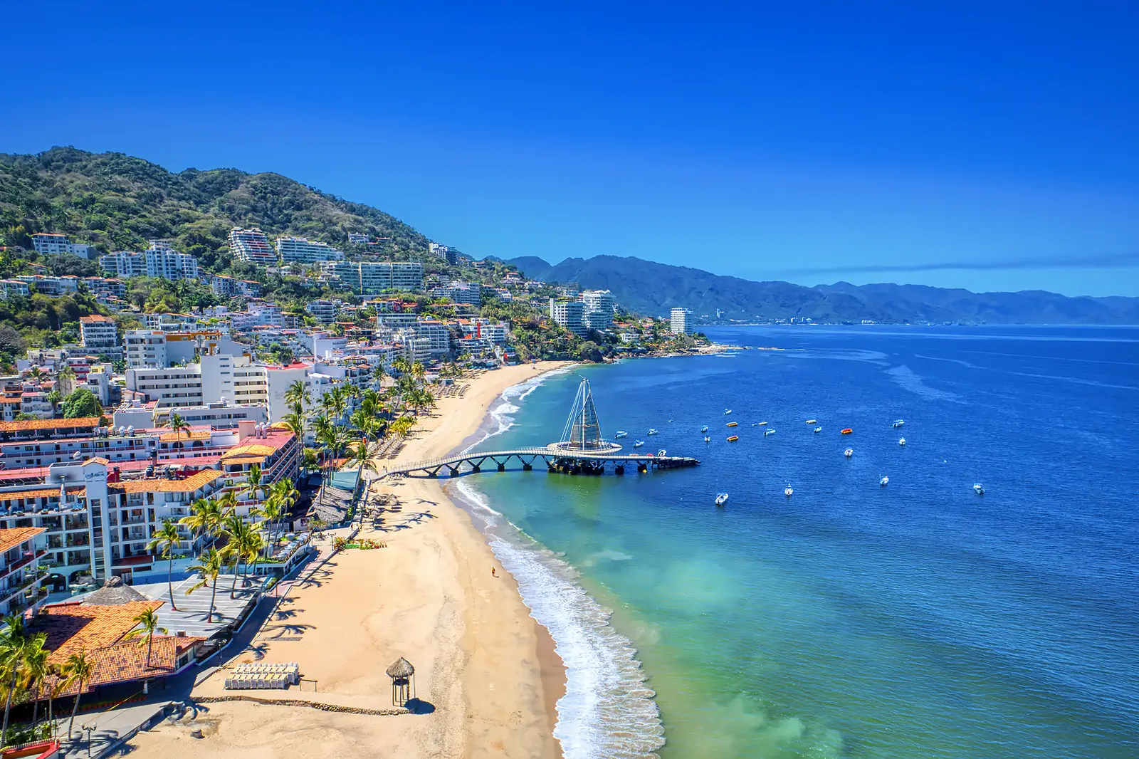 Puerto Vallarta coastline at golden hour